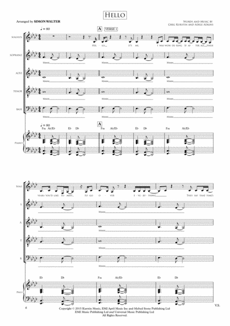 Free Sheet Music Hello Satb