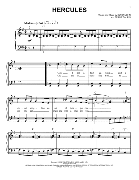 Hercules From Rocketman Sheet Music