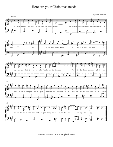 Here Are Your Christmas Needs Sheet Music