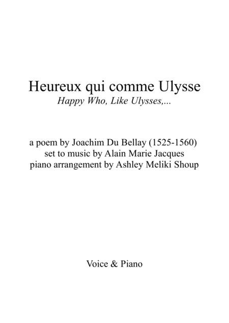 Heureux Qui Comme Ulysse Sheet Music