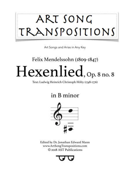 Hexenlied Op 8 No 8 B Minor Sheet Music