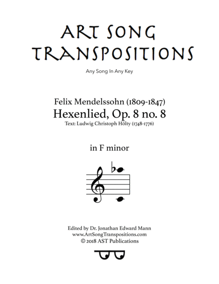 Hexenlied Op 8 No 8 F Minor Sheet Music