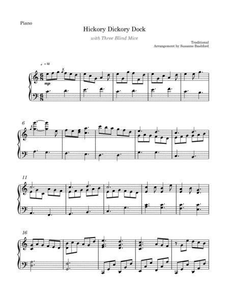 Free Sheet Music Hickory Dickory Dock With Three Blind Mice