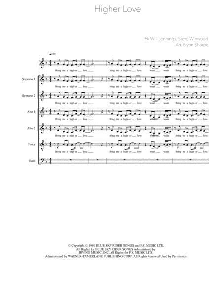 Higher Love Ssaatb A Cappella Sheet Music