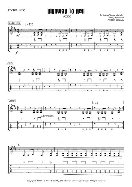 Free Sheet Music Highway To Hell Beginner Guitar