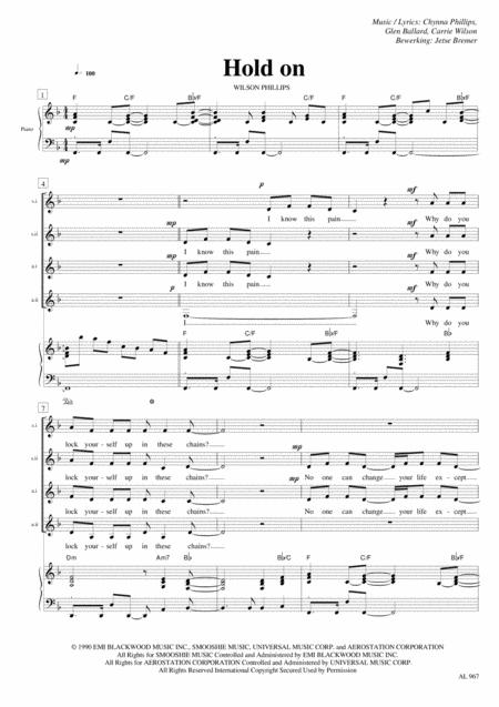 Free Sheet Music Hold On Ssaa Piano