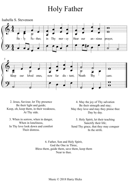 Free Sheet Music Holy Father A New Tune To A Wonderful Old Hymn
