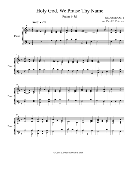 Free Sheet Music Holy God We Praise Thy Name Grosser Gott