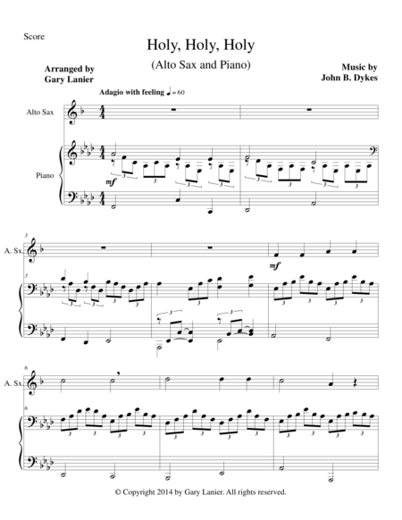 Holy Holy Holy Alto Sax Piano And Sax Part Sheet Music