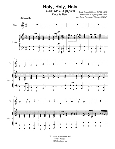 Holy Holy Holy Flute Piano Sheet Music