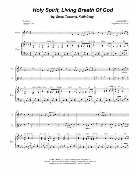 Free Sheet Music Holy Spirit Living Breath Of God Duet For Violin And Viola