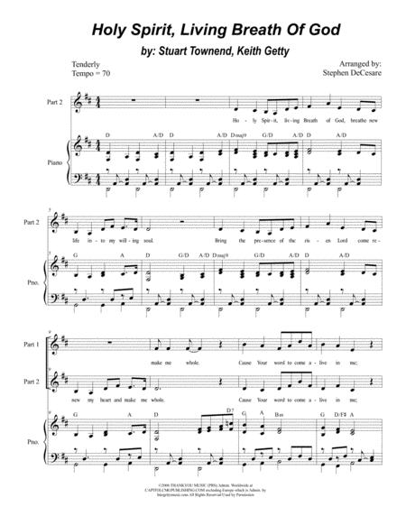 Holy Spirit Living Breath Of God For 2 Part Choir Sheet Music