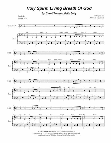 Free Sheet Music Holy Spirit Living Breath Of God For Bb Clarinet Solo And Piano