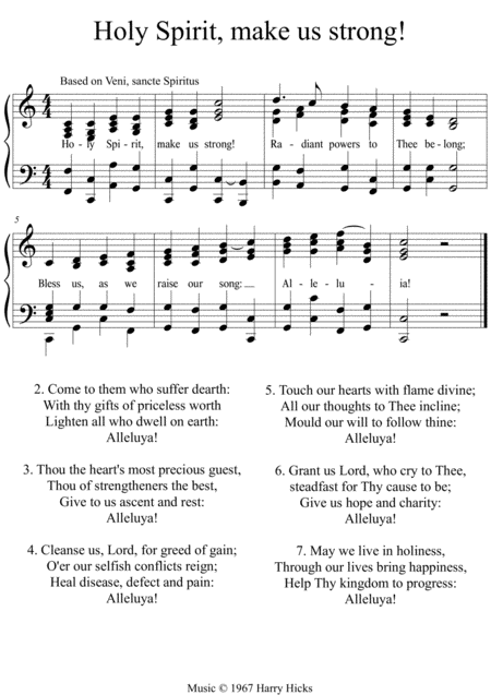 Free Sheet Music Holy Spirit Make Us Strong A New Tune O A Wonderful Old Hymn