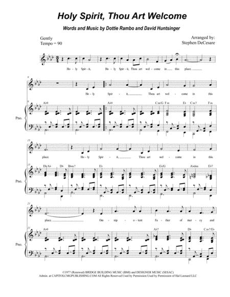 Holy Spirit Thou Art Welcome For Unison Choir Sheet Music