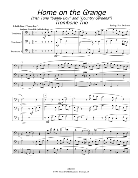 Free Sheet Music Home On The Grainge Trombone Trio Level 3 5 In Two Movements