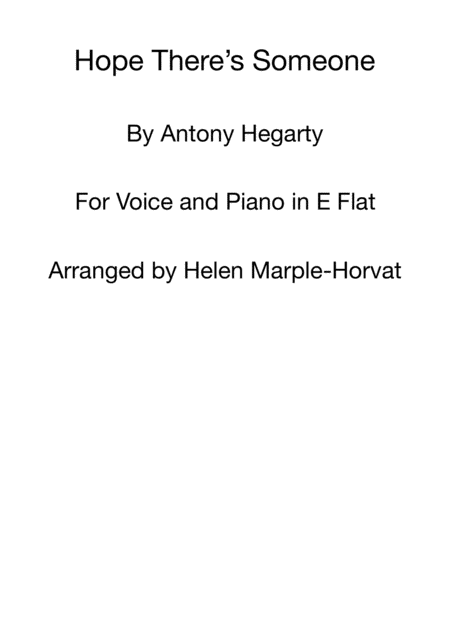 Hope Theres Someone Male Female Voice And Piano Accompaniment Sheet Music