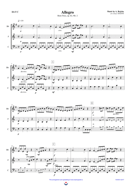 Horn Trios Nb 2 Allegro Sheet Music