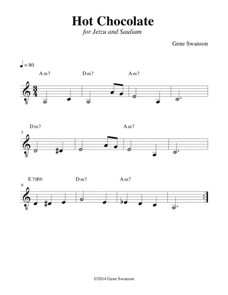 Free Sheet Music Hot Chocolate Play Along