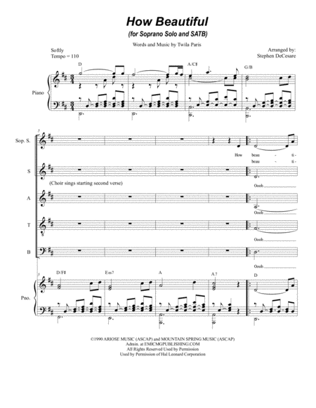 Free Sheet Music How Beautiful For Soprano Solo Satb
