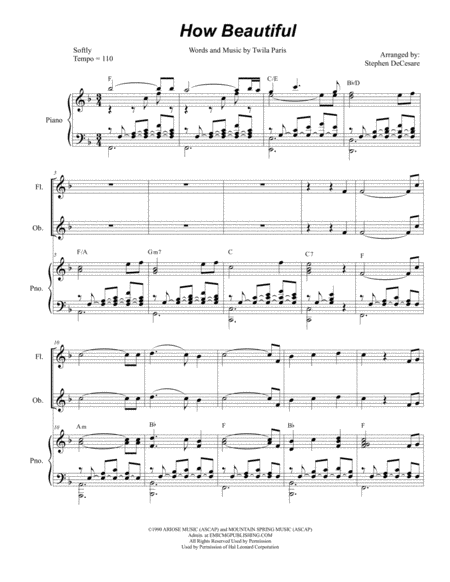 How Beautiful For Woodwind Quartet Sheet Music