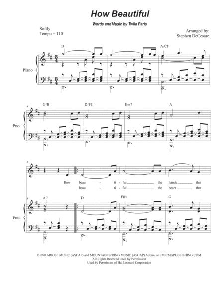 Free Sheet Music How Beautiful Unison Choir