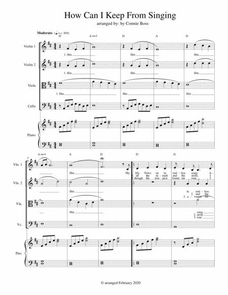 Free Sheet Music How Can I Keep From Sing Strings And Piano