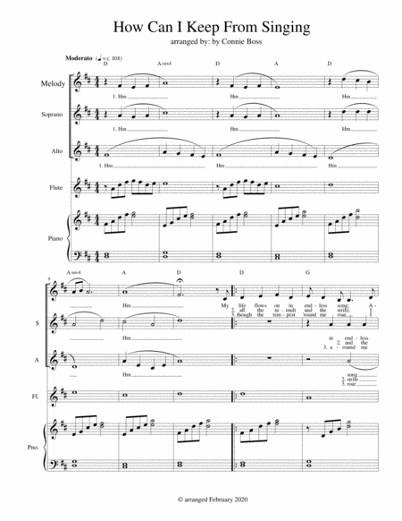 Free Sheet Music How Can I Keep From Singing Flute Trio And Piano