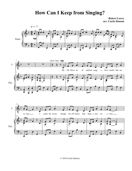 Free Sheet Music How Can I Keep From Singing Satb