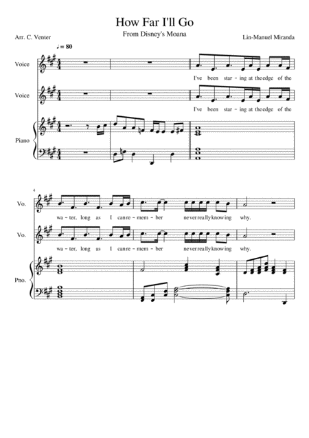 Free Sheet Music How Far I Will Go