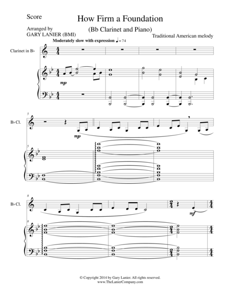 How Firm A Foundation Bb Clarinet Piano And Clar Part Sheet Music