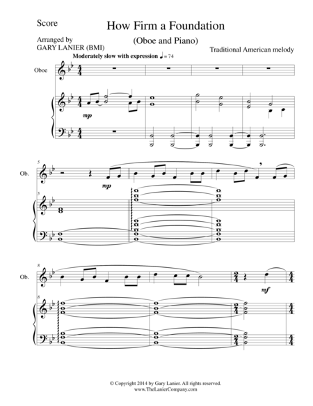 Free Sheet Music How Firm A Foundation Oboe Piano And Oboe Part