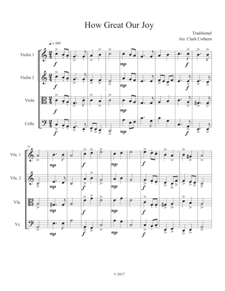 How Great Our Joy String Quartet Sheet Music