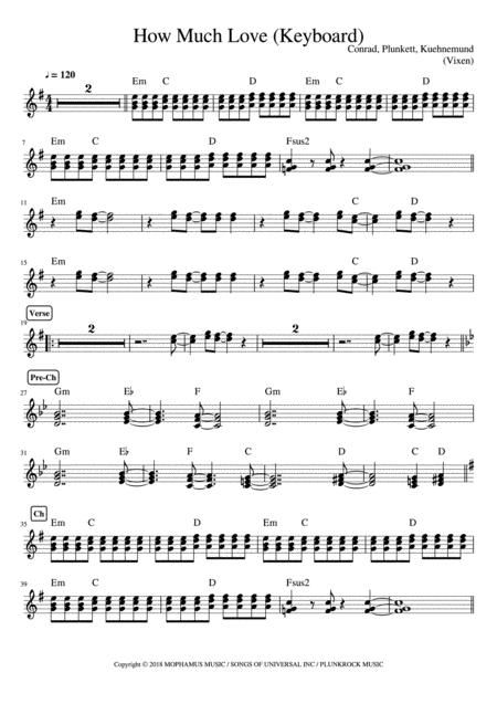 How Much Love Vixen Keyboard Part Sheet Music