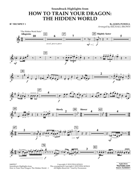 How To Train Your Dragon The Hidden World Arr Michael Brown Bb Trumpet 1 Sheet Music