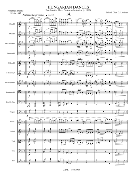 Hungarian Dances 14 And 15 Extra Score Sheet Music