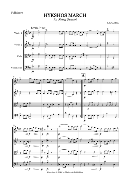 Hykshos March For String Quartet Sheet Music