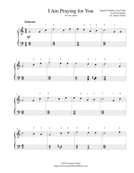 Free Sheet Music I Am Praying For You For Easy Piano