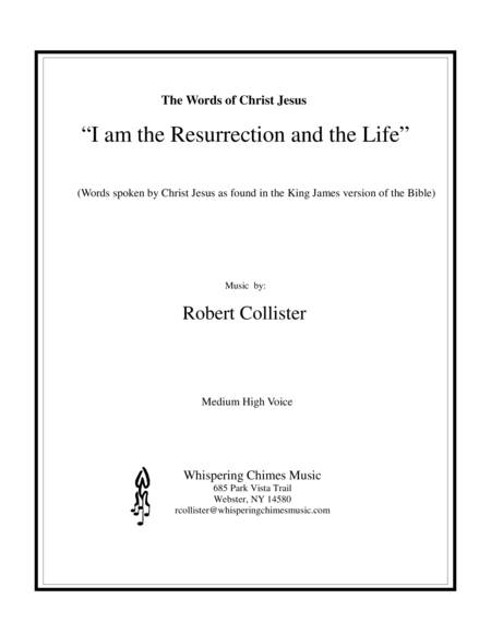 I Am The Resurrection And The Life Medium High Voice Sheet Music