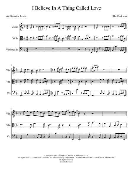 I Believe In A Thing Called Love Violin Viola Cello Sheet Music