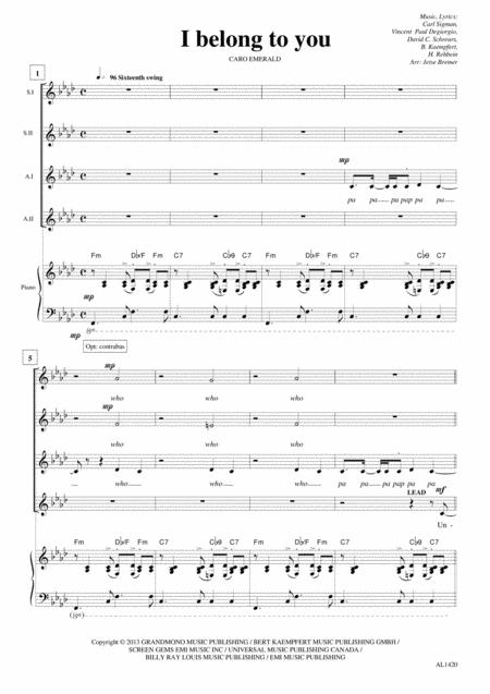 I Belong To You Ssaa Piano Sheet Music