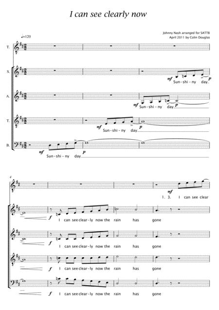 Free Sheet Music I Can See Clearly Now Sattb