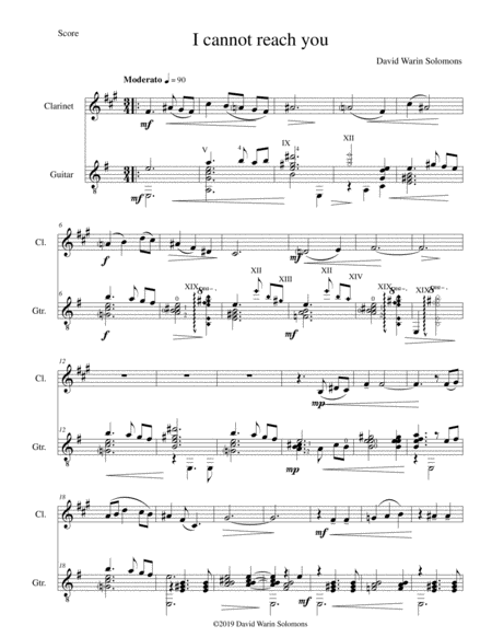 I Cannot Reach You For Clarinet And Guitar Sheet Music