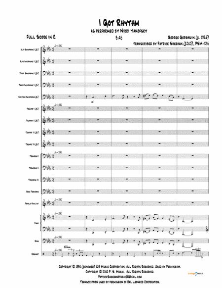 Free Sheet Music I Got Rhythm Nikki Yanofsky Full Score Set Of Parts