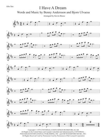 I Have A Dream Alto Sax Sheet Music