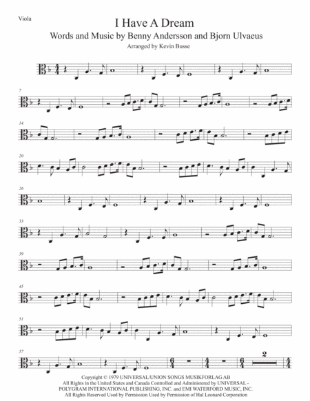 I Have A Dream Viola Sheet Music