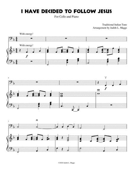 I Have Decided To Follow Jesus Cello And Piano Sheet Music