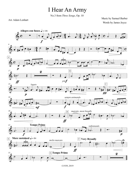 Free Sheet Music I Hear An Army For Alto Clarinet Solo