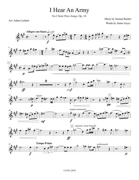 Free Sheet Music I Hear An Army For Alto Saxophone Solo