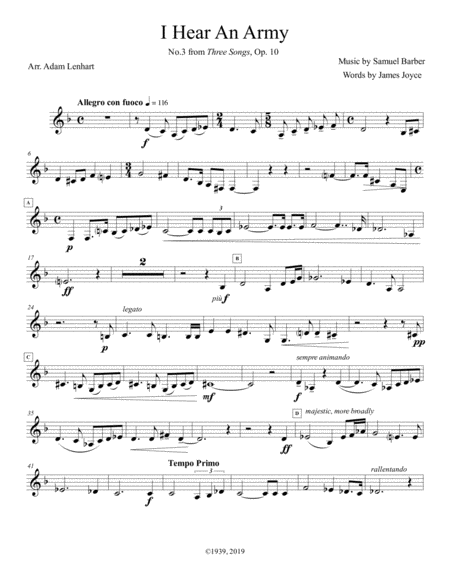 Free Sheet Music I Hear An Army For Bass Clarinet Solo